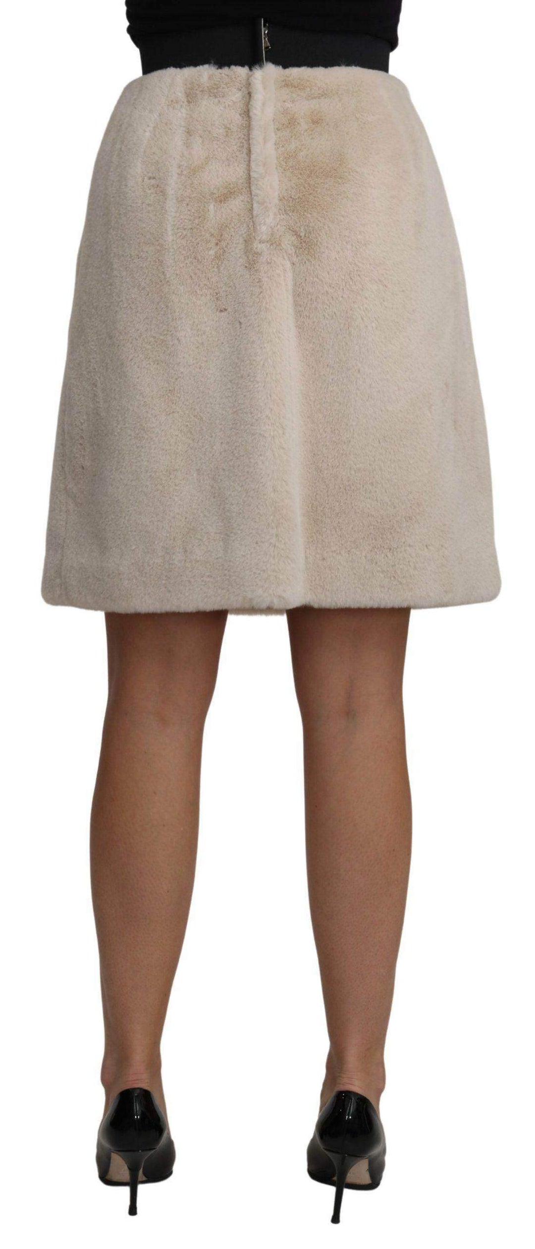 Dolce & Gabbana  Beige High Waist A-line Mini Fur Skirt #women, Beige, Brand_Dolce & Gabbana, Catch, Dolce & Gabbana, feed-agegroup-adult, feed-color-beige, feed-gender-female, feed-size-IT40|S, Gender_Women, IT40|S, Kogan, Skirts - Women - Clothing, Women - New Arrivals at SEYMAYKA