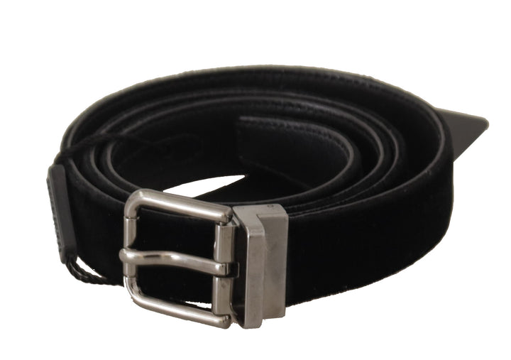 Dolce & Gabbana Black Cotton Silver Tone Metal Buckle Belt