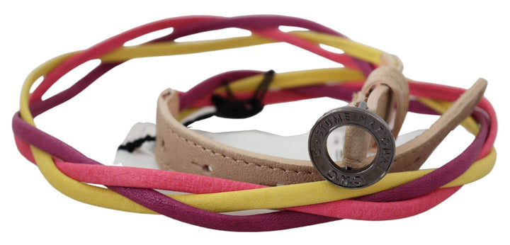 Costume National Multicolor Twisted Leather Circle Buckle Belt #women, 85 cm / 34 Inches, Accessories - New Arrivals, Belts - Women - Accessories, Costume National, feed-agegroup-adult, feed-color-multicolor, feed-gender-female, Multicolor at SEYMAYKA