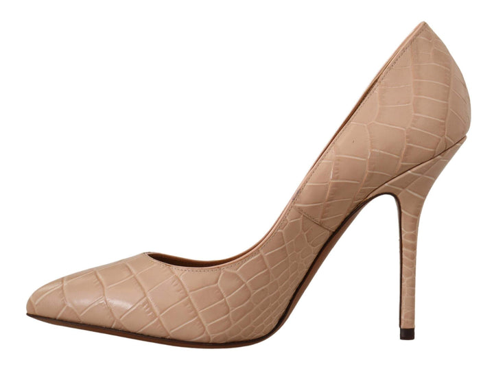 Dolce & Gabbana Beige Leather Bellucci Heels Pumps Beige, Dolce & Gabbana, EU36.5/US6, EU36/US5.5, EU37.5/US7, EU38.5/US8, EU38/US7.5, EU39.5/US9, EU40.5/US10, feed-1, Pumps - Women - Shoes at SEYMAYKA