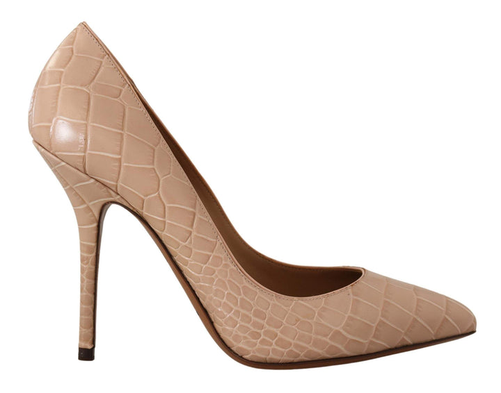 Dolce & Gabbana Beige Leather Bellucci Heels Pumps Beige, Dolce & Gabbana, EU36.5/US6, EU36/US5.5, EU37.5/US7, EU38.5/US8, EU38/US7.5, EU39.5/US9, EU40.5/US10, feed-1, Pumps - Women - Shoes at SEYMAYKA