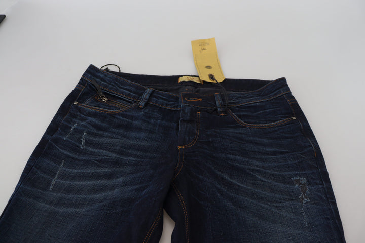 Costume National Blue Low Waist Straight Denim Pants Jeans