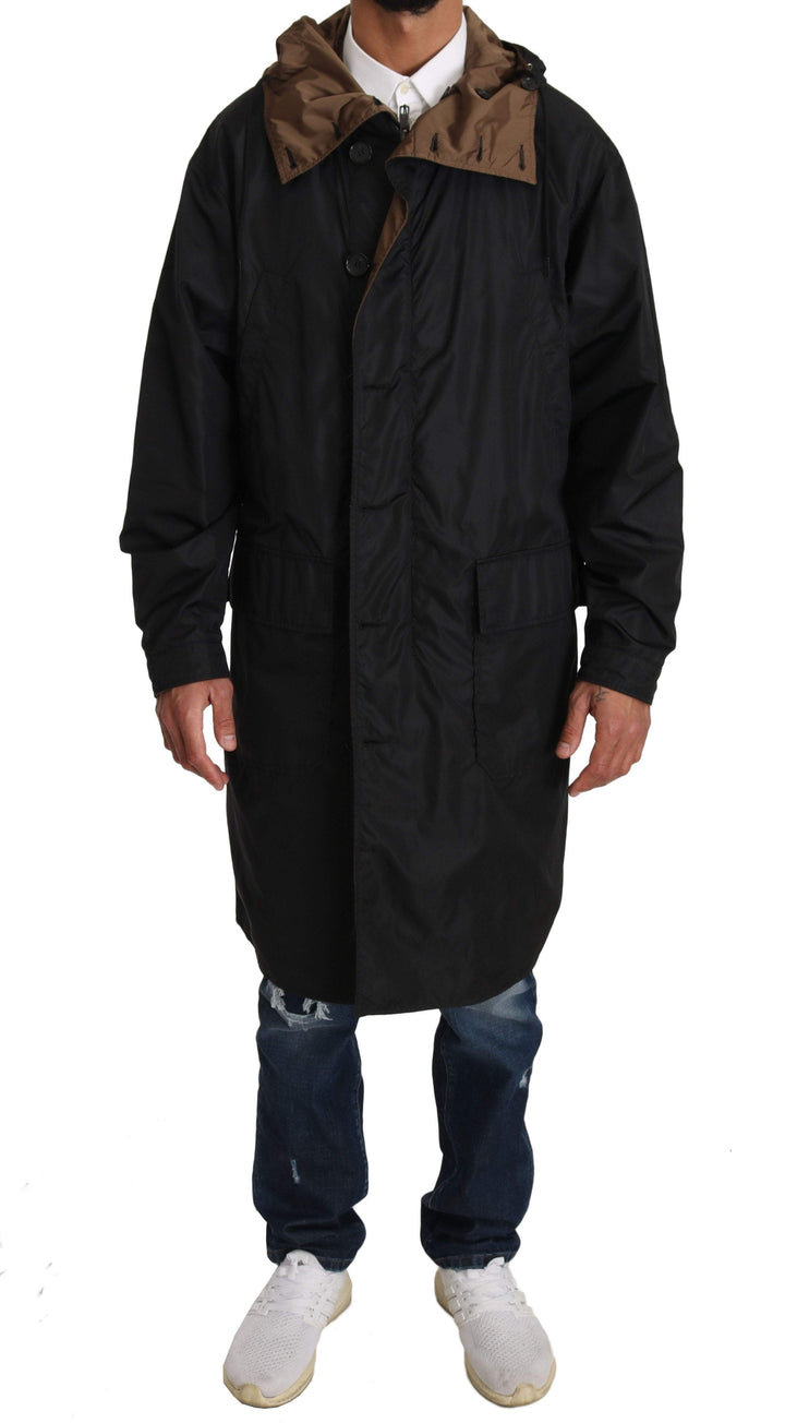 Dolce & Gabbana  Black Brown Hooded Reversible Raincoat #men, Black, Brand_Dolce & Gabbana, Catch, Dolce & Gabbana, feed-agegroup-adult, feed-color-black, feed-gender-male, feed-size-IT46 | S, Gender_Men, IT46 | S, Jackets - Men - Clothing, Kogan, Men - New Arrivals at SEYMAYKA