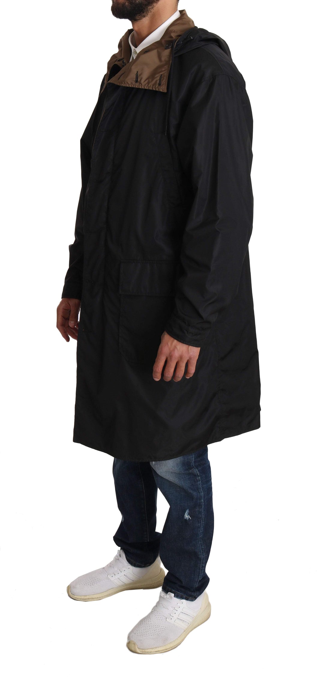 Dolce & Gabbana  Black Brown Hooded Reversible Raincoat #men, Black, Brand_Dolce & Gabbana, Catch, Dolce & Gabbana, feed-agegroup-adult, feed-color-black, feed-gender-male, feed-size-IT46 | S, Gender_Men, IT46 | S, Jackets - Men - Clothing, Kogan, Men - New Arrivals at SEYMAYKA