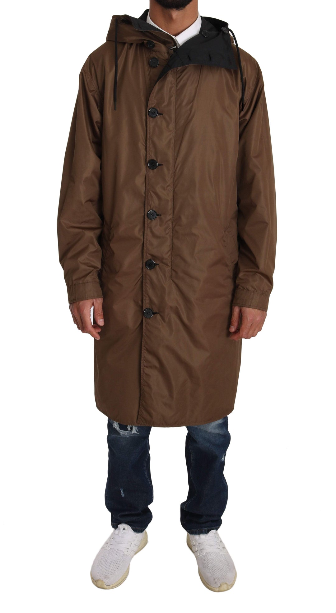 Dolce & Gabbana  Black Brown Hooded Reversible Raincoat #men, Black, Brand_Dolce & Gabbana, Catch, Dolce & Gabbana, feed-agegroup-adult, feed-color-black, feed-gender-male, feed-size-IT46 | S, Gender_Men, IT46 | S, Jackets - Men - Clothing, Kogan, Men - New Arrivals at SEYMAYKA