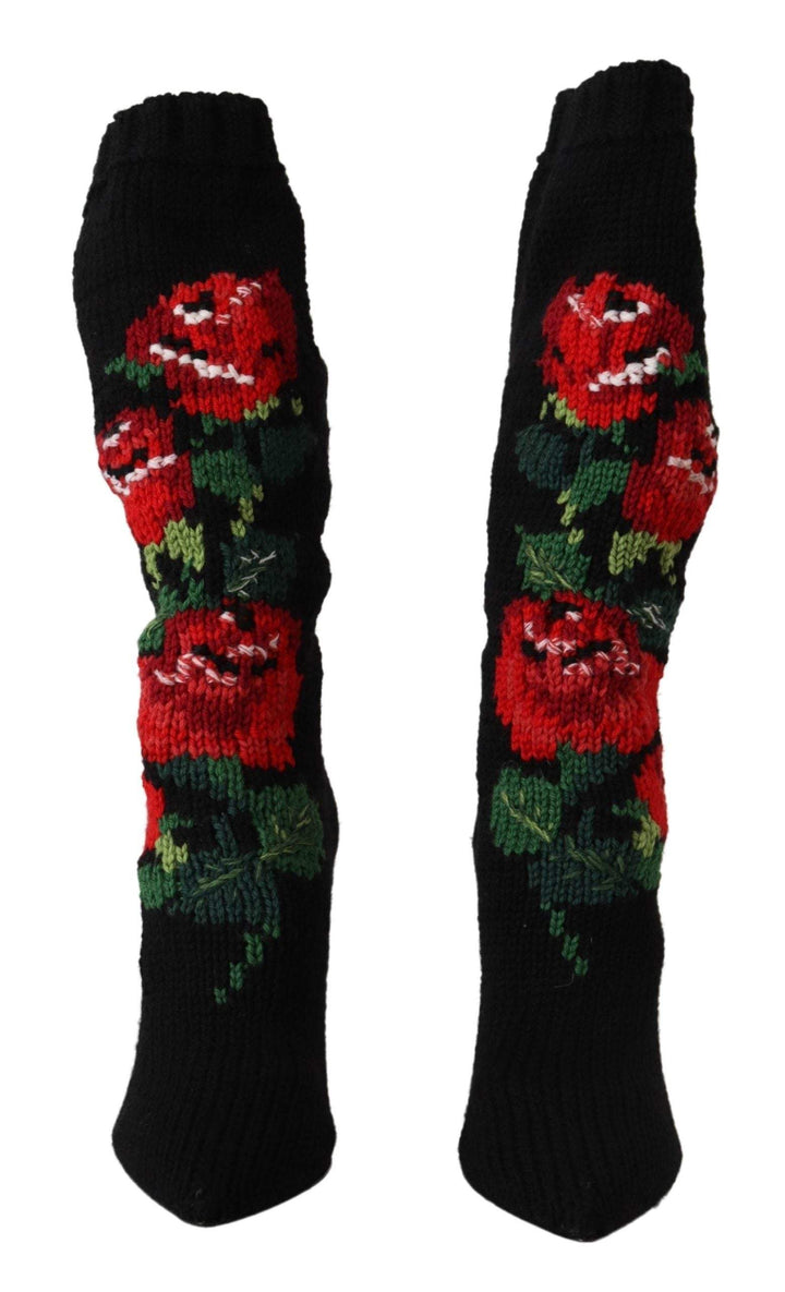 Dolce & Gabbana Black Stretch Socks Red Roses Booties Black, Boots - Women - Shoes, Dolce & Gabbana, EU35.5/US5, EU35/US4.5, EU36.5/US6, EU36/US5.5, EU37.5/US7, EU37/US6.5, EU38.5/US8, EU38/US7.5, EU39.5/US9, EU39/US8.5, EU40.5/US10, EU40/US9.5, EU41/US10.5, feed-1 at SEYMAYKA