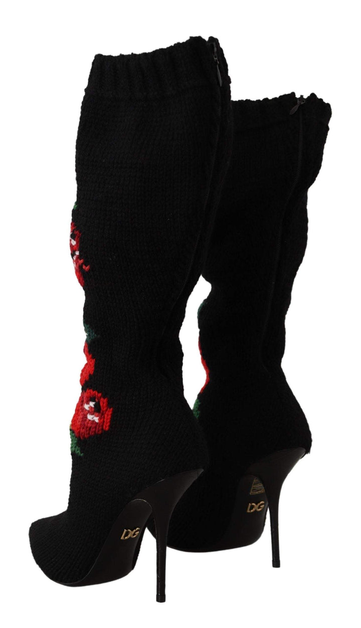 Dolce & Gabbana Black Stretch Socks Red Roses Booties Black, Boots - Women - Shoes, Dolce & Gabbana, EU35.5/US5, EU35/US4.5, EU36.5/US6, EU36/US5.5, EU37.5/US7, EU37/US6.5, EU38.5/US8, EU38/US7.5, EU39.5/US9, EU39/US8.5, EU40.5/US10, EU40/US9.5, EU41/US10.5, feed-1 at SEYMAYKA