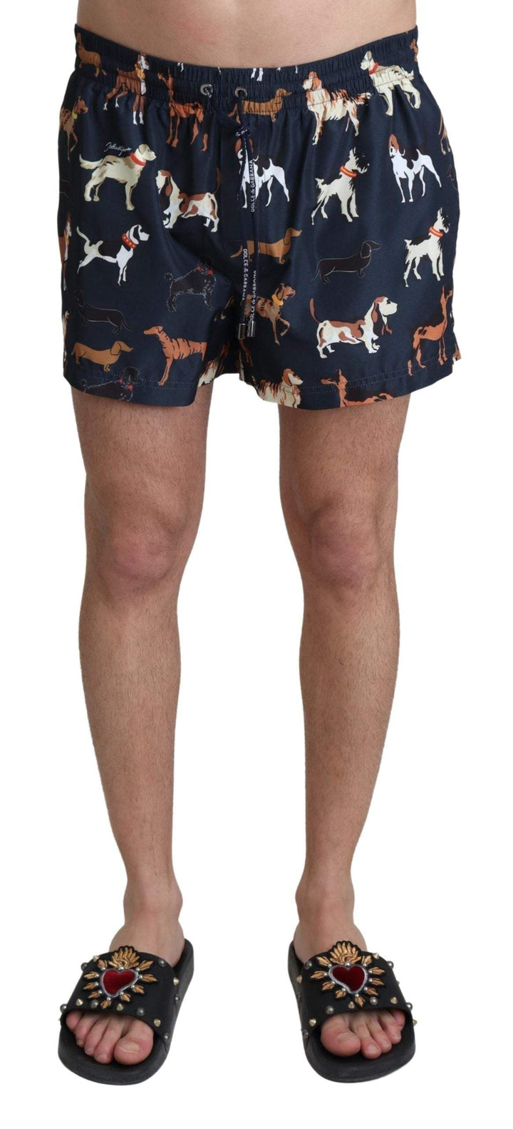 Dolce & Gabbana Blue Dog Print Beachwear Shorts Men Swimwear #men, Blue, Dolce & Gabbana, feed-agegroup-adult, feed-color-Blue, feed-gender-male, IT4 | S, Men - New Arrivals, Swimwear - Men - Clothing at SEYMAYKA