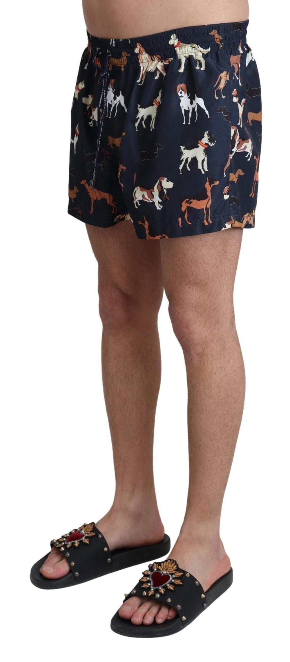 Dolce & Gabbana Blue Dog Print Beachwear Shorts Men Swimwear #men, Blue, Dolce & Gabbana, feed-agegroup-adult, feed-color-Blue, feed-gender-male, IT4 | S, Men - New Arrivals, Swimwear - Men - Clothing at SEYMAYKA