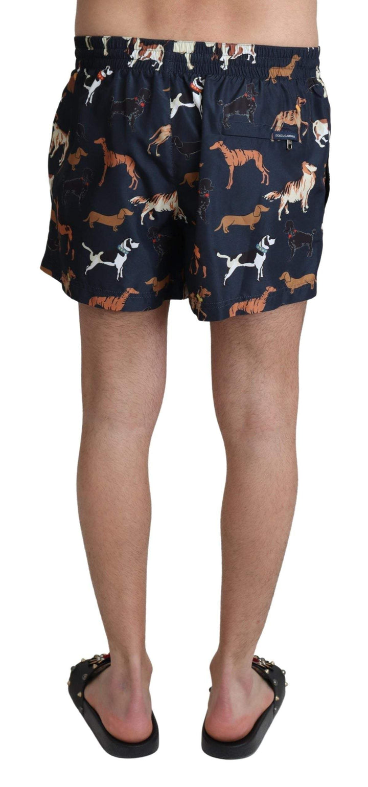 Dolce & Gabbana Blue Dog Print Beachwear Shorts Men Swimwear #men, Blue, Dolce & Gabbana, feed-agegroup-adult, feed-color-Blue, feed-gender-male, IT4 | S, Men - New Arrivals, Swimwear - Men - Clothing at SEYMAYKA