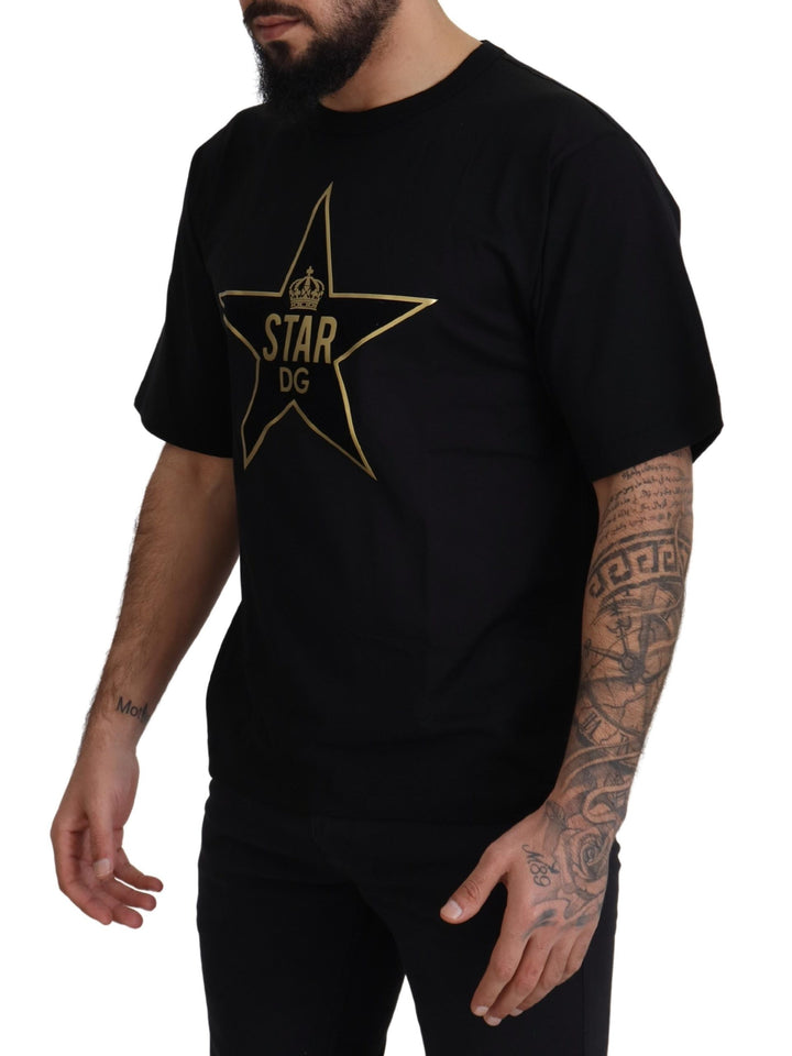 Dolce & Gabbana Black Gold STAR Crown DG Cotton Crewneck T-shirt