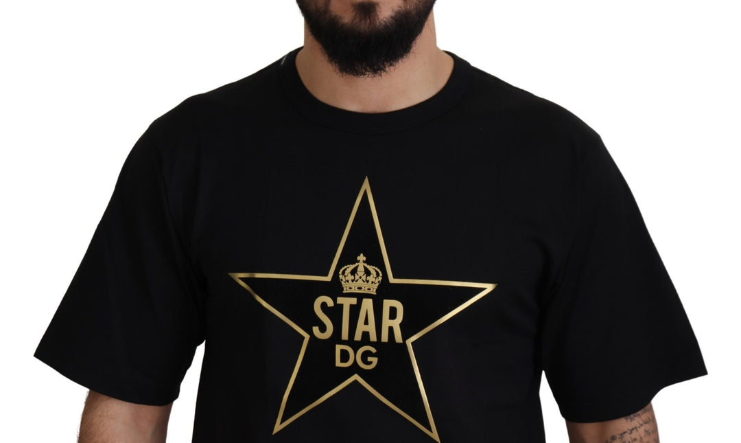 Dolce & Gabbana Black Gold STAR Crown DG Cotton Crewneck T-shirt