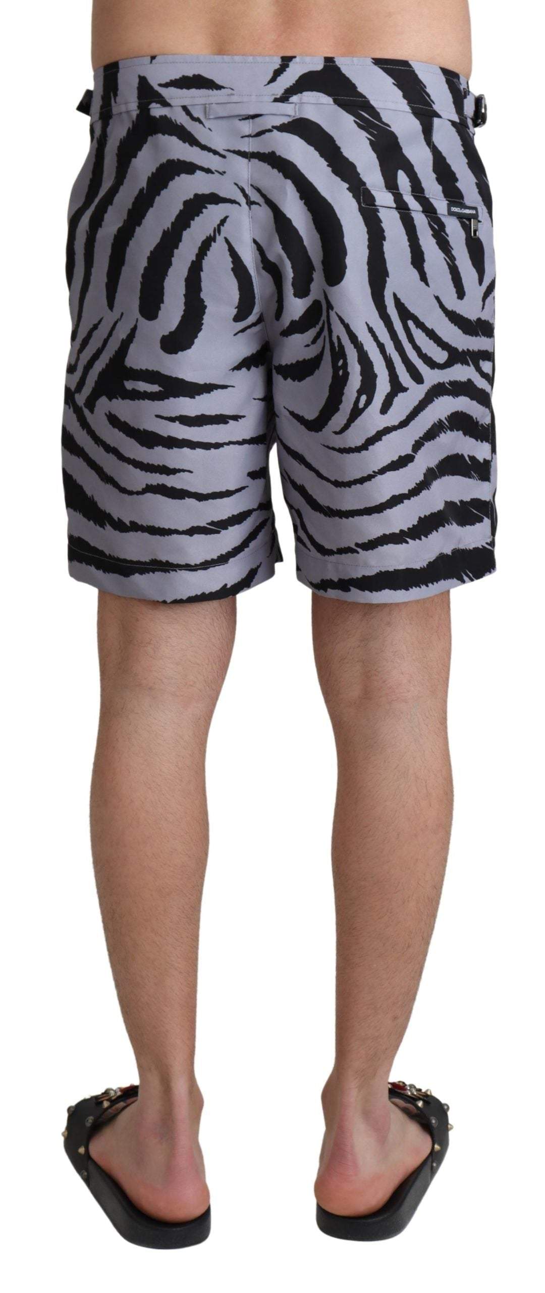 Dolce & Gabbana Gray Zebra Print Beachwear Shorts #men, Dolce & Gabbana, feed-agegroup-adult, feed-color-Gray, feed-gender-male, Gray, IT4 | S, Men - New Arrivals, Swimwear - Men - Clothing at SEYMAYKA