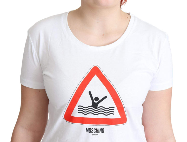 Moschino White Cotton Graphic Triangle Print T-shirt #women, feed-agegroup-adult, feed-color-White, feed-gender-female, IT40|S, IT42|M, IT44|L, IT46|XL, Moschino, Tops & T-Shirts - Women - Clothing, White, Women - New Arrivals at SEYMAYKA