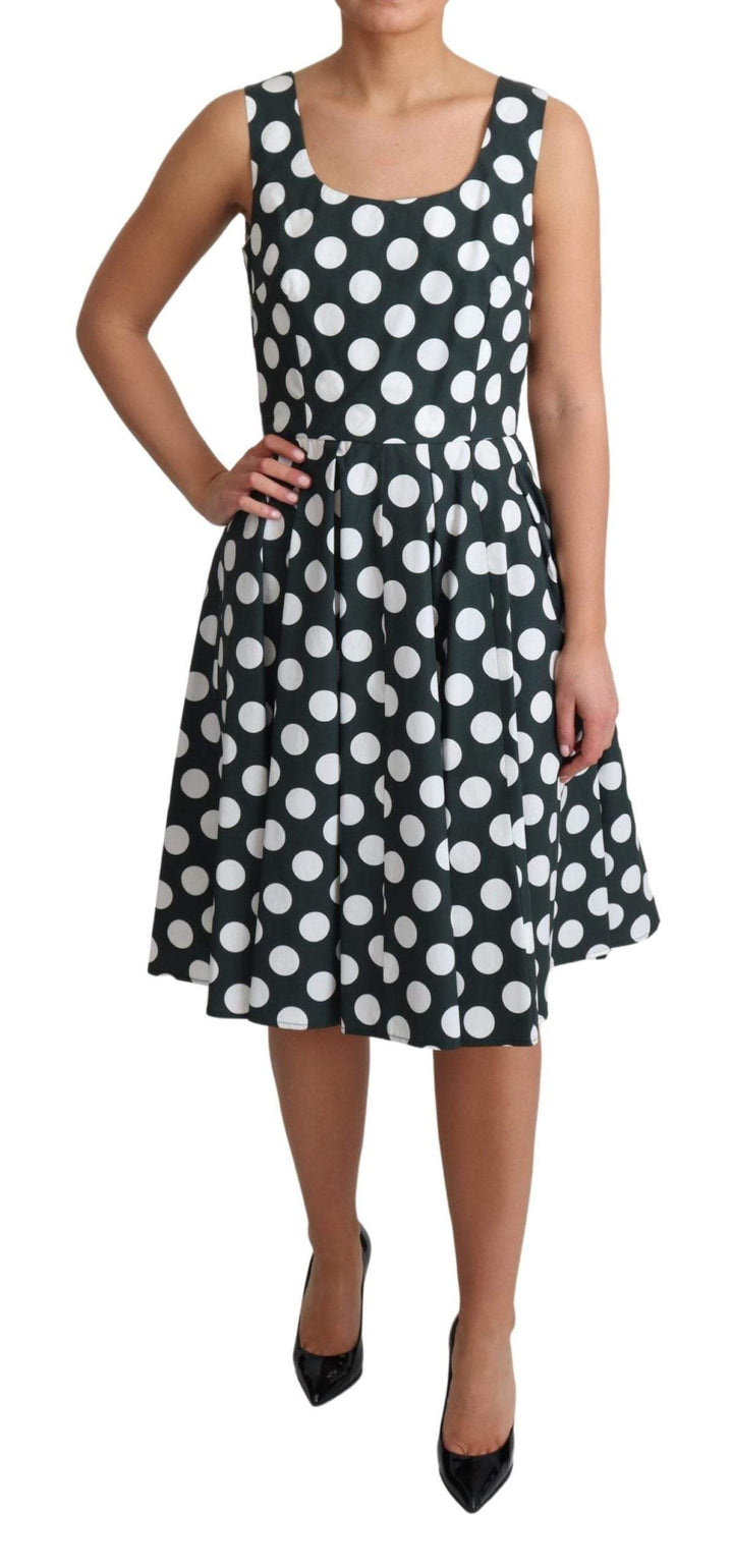 Dolce & Gabbana Green Polka Dotted Cotton A-Line Dress #women, Dolce & Gabbana, Dresses - Women - Clothing, feed-agegroup-adult, feed-color-Green, feed-gender-female, Green, IT40|S, IT42|M, IT44|L, IT46|XL, Women - New Arrivals at SEYMAYKA