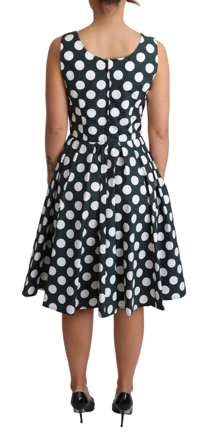 Dolce & Gabbana Green Polka Dotted Cotton A-Line Dress #women, Dolce & Gabbana, Dresses - Women - Clothing, feed-agegroup-adult, feed-color-Green, feed-gender-female, Green, IT40|S, IT42|M, IT44|L, IT46|XL, Women - New Arrivals at SEYMAYKA