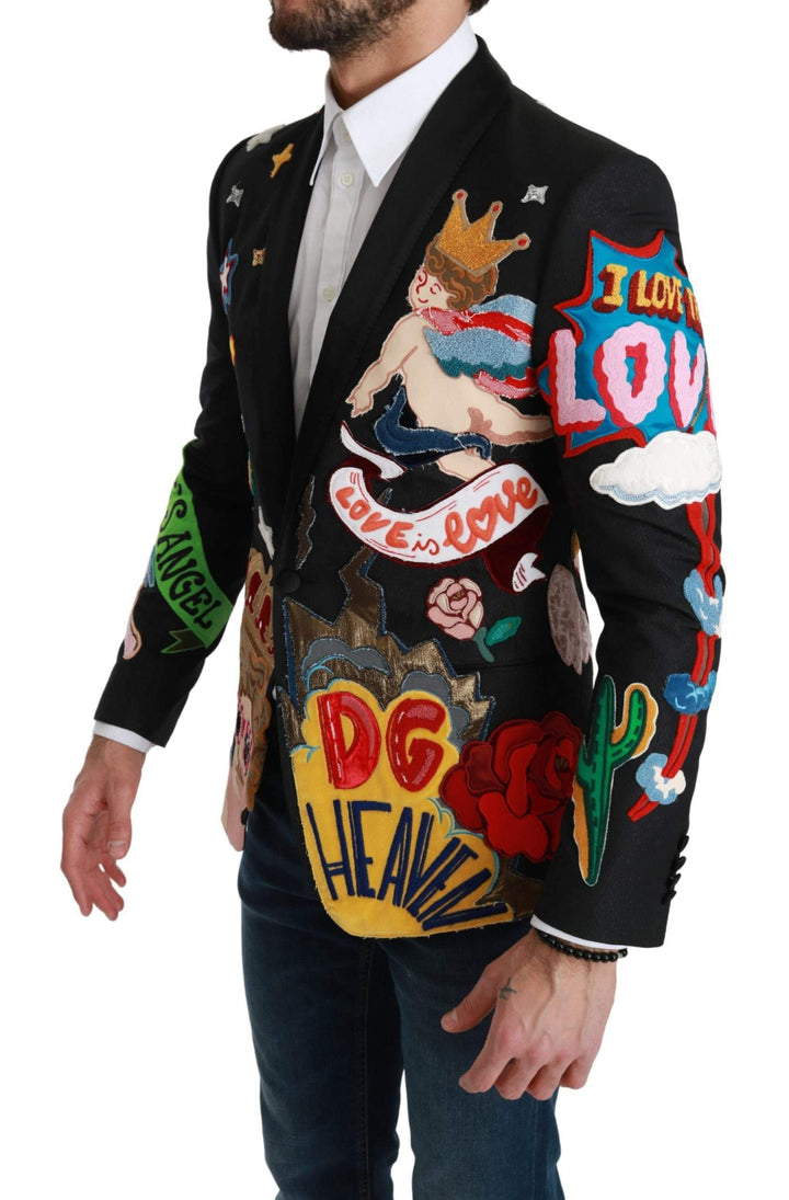 Dolce & Gabbana  Black DG Heaven King MARTINI Blazer #men, Black, Blazers - Men - Clothing, Brand_Dolce & Gabbana, Catch, Dolce & Gabbana, feed-agegroup-adult, feed-color-black, feed-gender-male, feed-size-IT44 | XS, Gender_Men, IT44 | XS, Kogan, Men - New Arrivals at SEYMAYKA