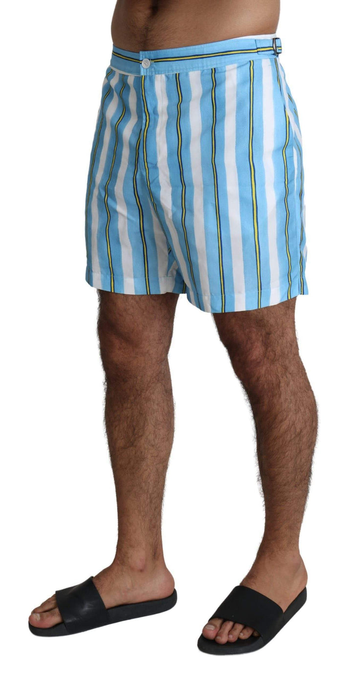 Dolce & Gabbana Blue Striped Beachwear Men Swimshorts #men, Blue, Brand_Dolce & Gabbana, Dolce & Gabbana, feed-agegroup-adult, feed-color-blue, feed-gender-male, feed-size-IT7 | XL, Gender_Men, IT7 | XL, Men - New Arrivals, Swimwear - Men - Clothing at SEYMAYKA