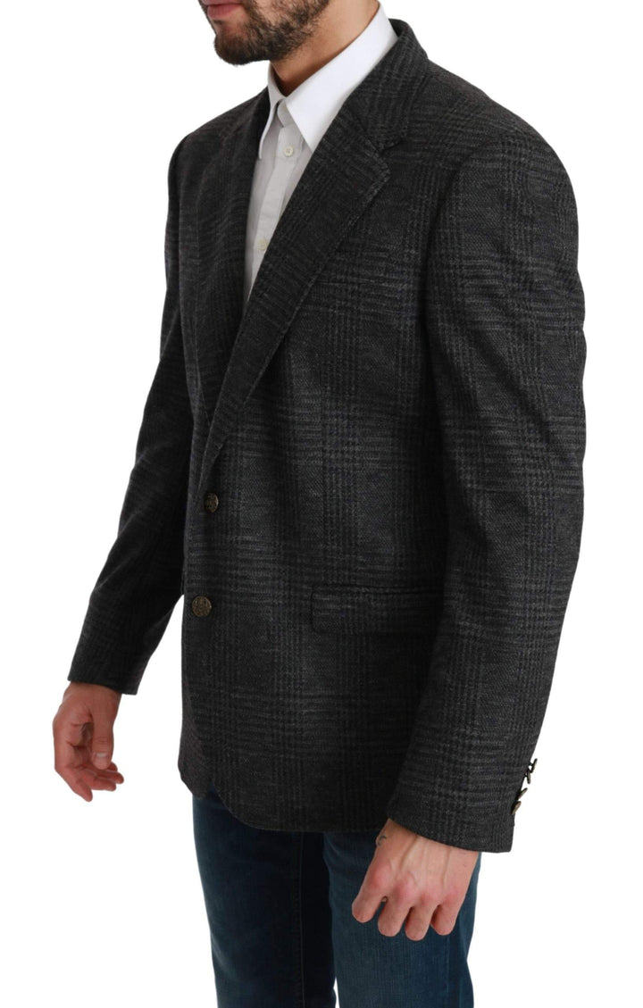 Dolce & Gabbana  Gray Plaid Check Wool Formal Jacket Blazer #men, Blazers - Men - Clothing, Brand_Dolce & Gabbana, Catch, Dolce & Gabbana, feed-agegroup-adult, feed-color-gray, feed-gender-male, feed-size-IT48 | M, Gender_Men, Gray, IT48 | M, Kogan, Men - New Arrivals at SEYMAYKA