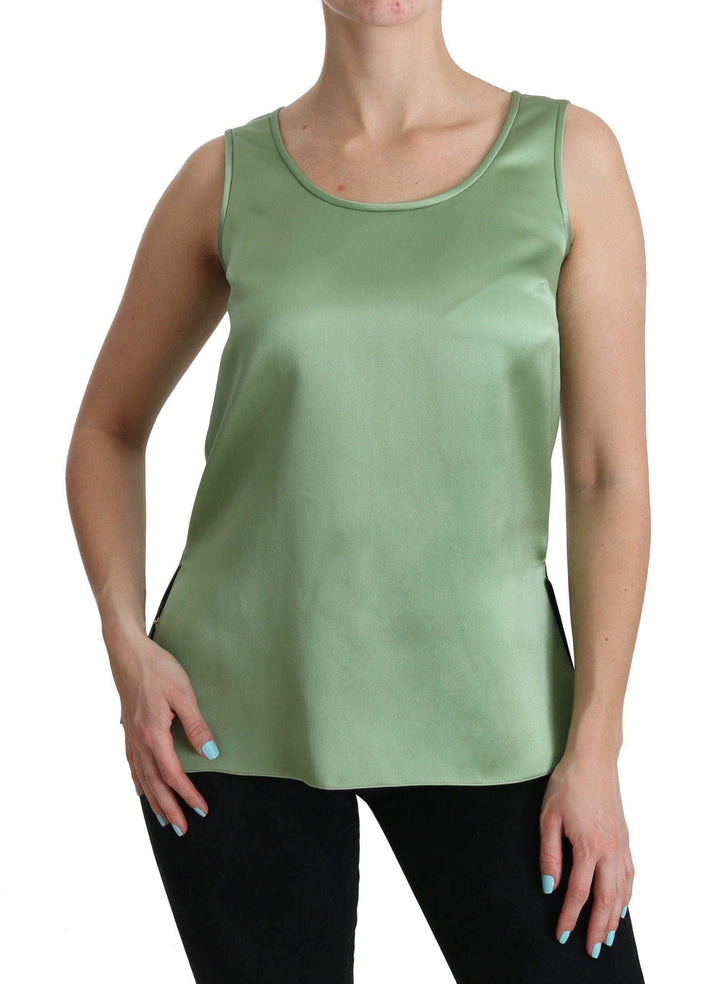 Dolce & Gabbana  Green Sleeveless 100% Silk Top Tank Blouse #women, Brand_Dolce & Gabbana, Catch, Dolce & Gabbana, feed-agegroup-adult, feed-color-green, feed-gender-female, feed-size-IT36 | XS, Gender_Women, Green, IT36 | XS, Kogan, Tops & T-Shirts - Women - Clothing, Women - New Arrivals at SEYMAYKA