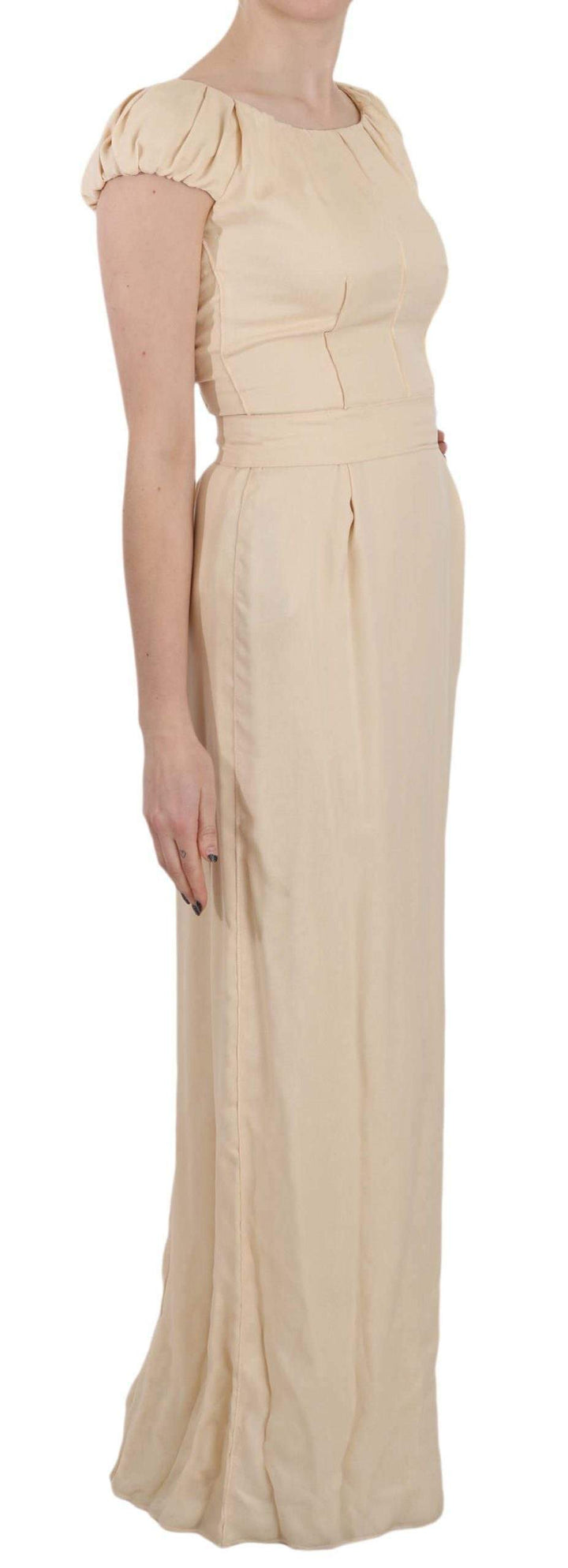 Dolce & Gabbana  Beige Silk Column Cap Sleeve Gown Dress #women, Beige, Brand_Dolce & Gabbana, Catch, Clothing_Dress, Dolce & Gabbana, Dresses - Women - Clothing, feed-agegroup-adult, feed-color-beige, feed-gender-female, feed-size-IT40|S, Gender_Women, IT40|S, Kogan, Women - New Arrivals at SEYMAYKA