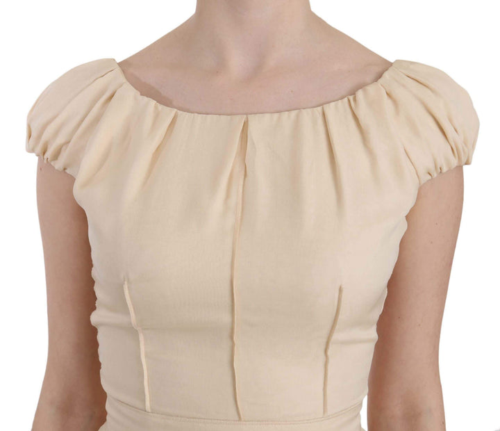 Dolce & Gabbana  Beige Silk Column Cap Sleeve Gown Dress #women, Beige, Brand_Dolce & Gabbana, Catch, Clothing_Dress, Dolce & Gabbana, Dresses - Women - Clothing, feed-agegroup-adult, feed-color-beige, feed-gender-female, feed-size-IT40|S, Gender_Women, IT40|S, Kogan, Women - New Arrivals at SEYMAYKA