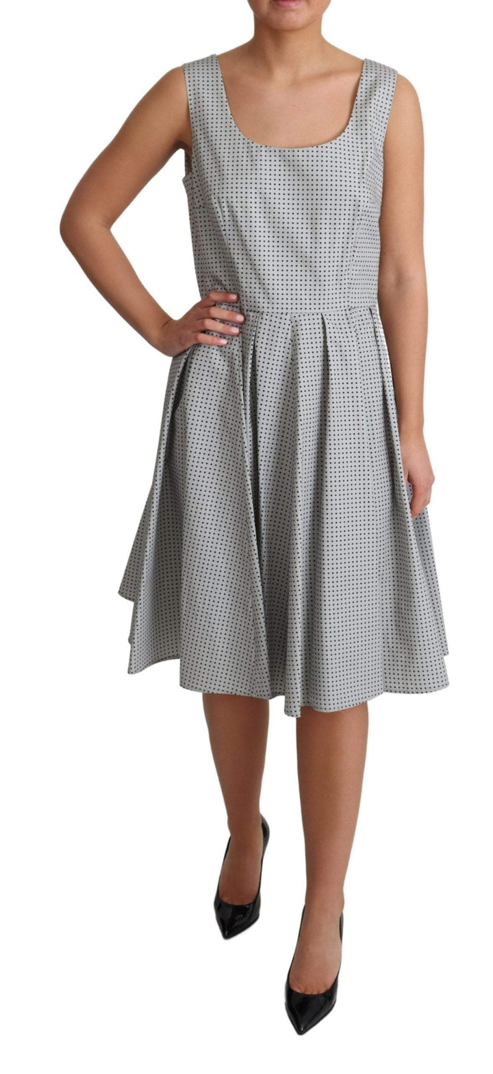 Dolce & Gabbana Gray Polka Dotted Cotton A-Line Dress #women, Dolce & Gabbana, Dresses - Women - Clothing, feed-agegroup-adult, feed-color-Gray, feed-gender-female, Gray, IT42|M, IT44|L, Women - New Arrivals at SEYMAYKA