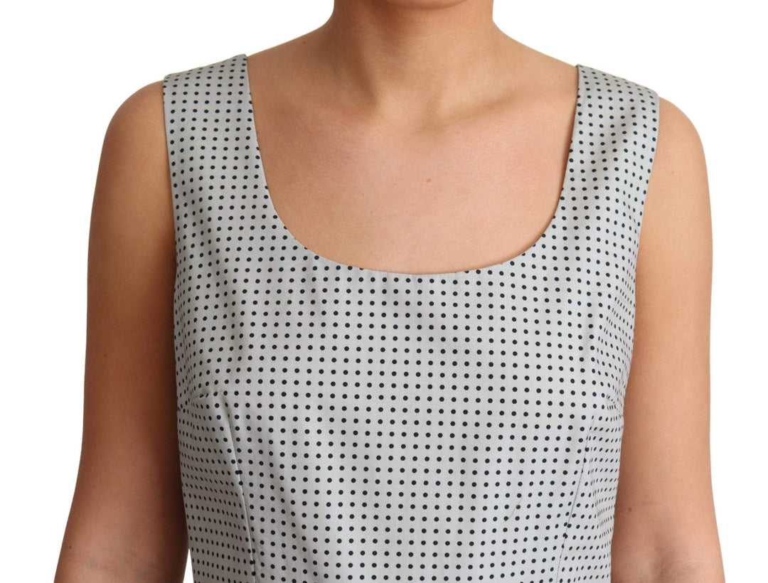 Dolce & Gabbana Gray Polka Dotted Cotton A-Line Dress #women, Dolce & Gabbana, Dresses - Women - Clothing, feed-agegroup-adult, feed-color-Gray, feed-gender-female, Gray, IT42|M, IT44|L, Women - New Arrivals at SEYMAYKA