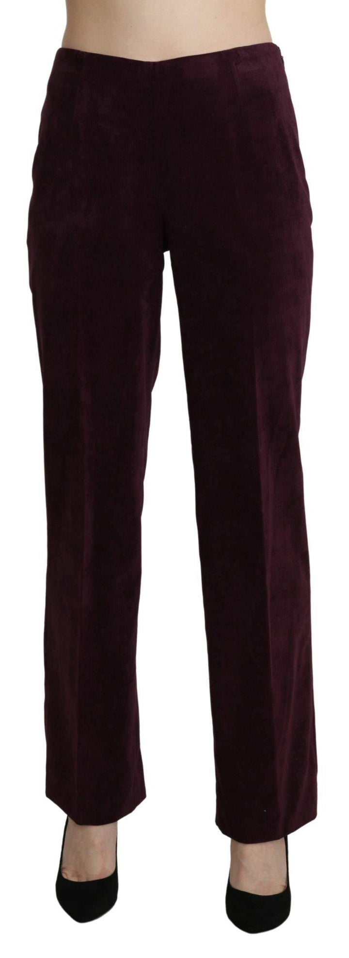 BENCIVENGA Purple Suede High Waist Straight Trouser Pants #women, BENCIVENGA, feed-agegroup-adult, feed-color-purple, feed-gender-female, feed-size-IT42|M, feed-size-IT48|XXL, Gender_Women, IT42|M, IT48|XXL, Jeans & Pants - Women - Clothing, Purple, Women - New Arrivals at SEYMAYKA