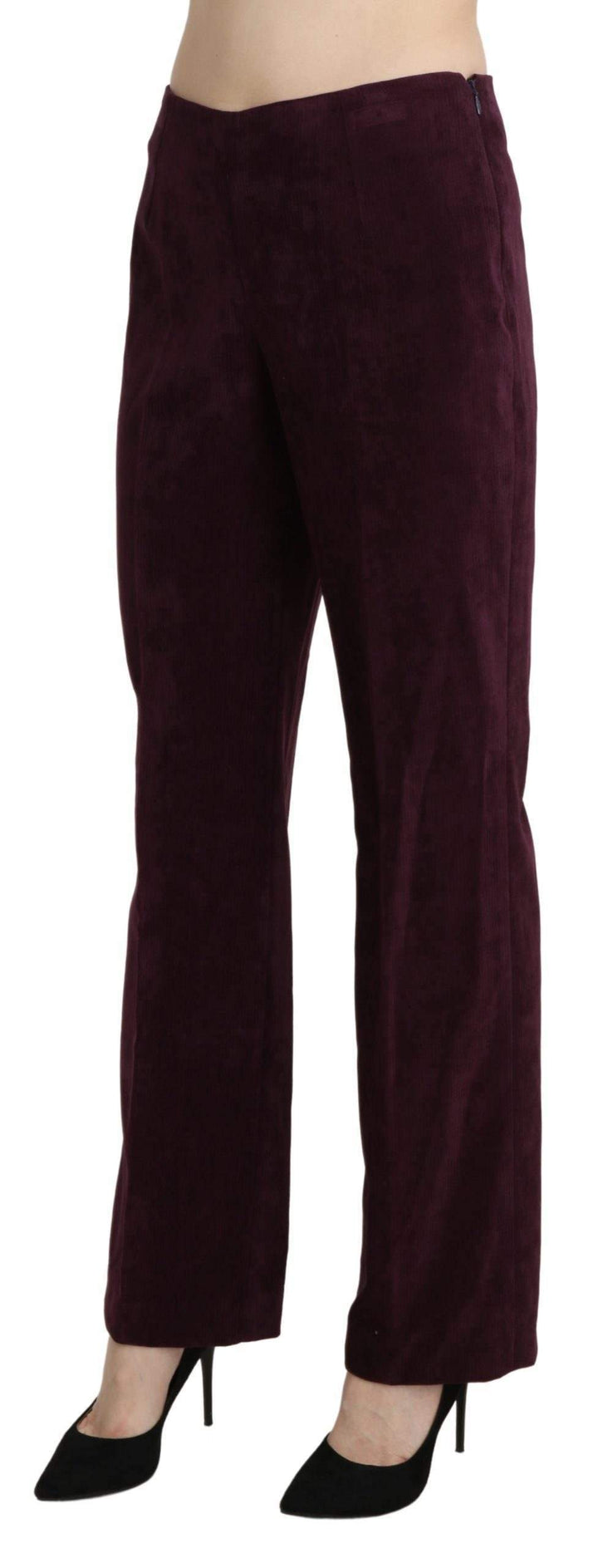 BENCIVENGA Purple Suede High Waist Straight Trouser Pants #women, BENCIVENGA, feed-agegroup-adult, feed-color-purple, feed-gender-female, feed-size-IT42|M, feed-size-IT48|XXL, Gender_Women, IT42|M, IT48|XXL, Jeans & Pants - Women - Clothing, Purple, Women - New Arrivals at SEYMAYKA