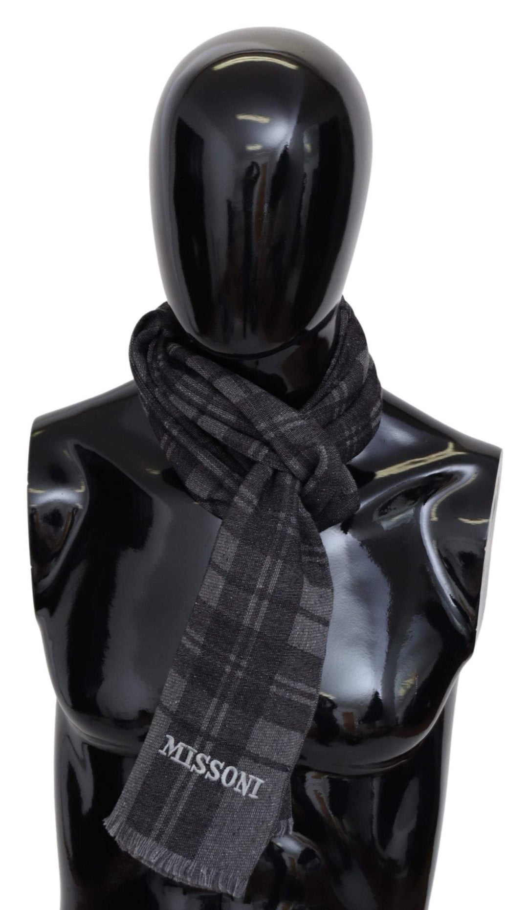 Missoni Gray Wool Knit Plaid Unisex Neck Wrap Shawl Scarf #men, Accessories - New Arrivals, feed-agegroup-adult, feed-color-Gray, feed-gender-male, Gray, Missoni, Scarves - Men - Accessories at SEYMAYKA