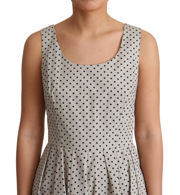 Dolce & Gabbana Beige Polka Dotted Cotton A-Line Dress #women, Beige, Dolce & Gabbana, Dresses - Women - Clothing, feed-agegroup-adult, feed-color-Beige, feed-gender-female, IT38|XS, IT40|S, IT42|M, IT44|L, IT46|XL, Women - New Arrivals at SEYMAYKA