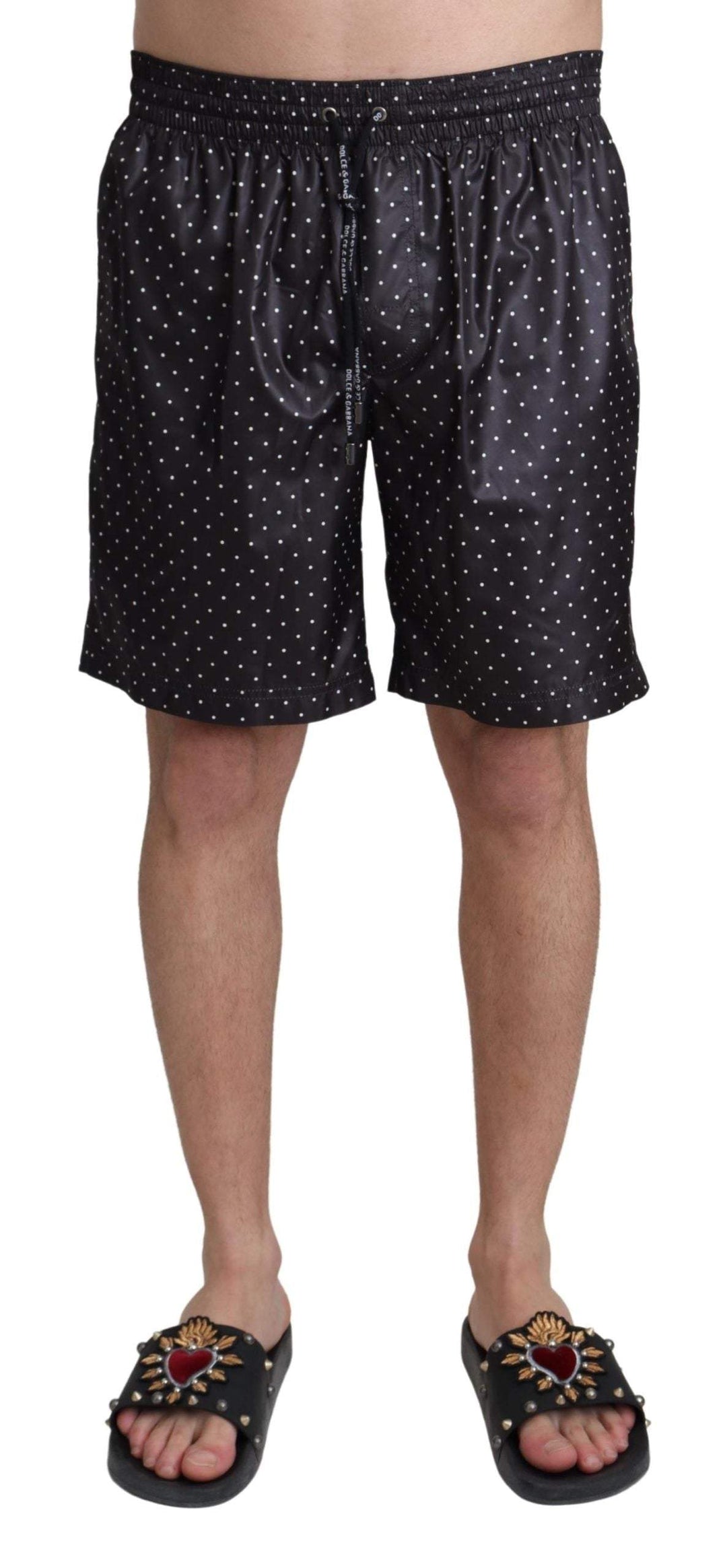 Dolce & Gabbana Black Polka Dot Print Beachwear Swimwear #men, Black, Dolce & Gabbana, feed-agegroup-adult, feed-color-Black, feed-gender-male, IT4 | S, Men - New Arrivals, Swimwear - Men - Clothing at SEYMAYKA