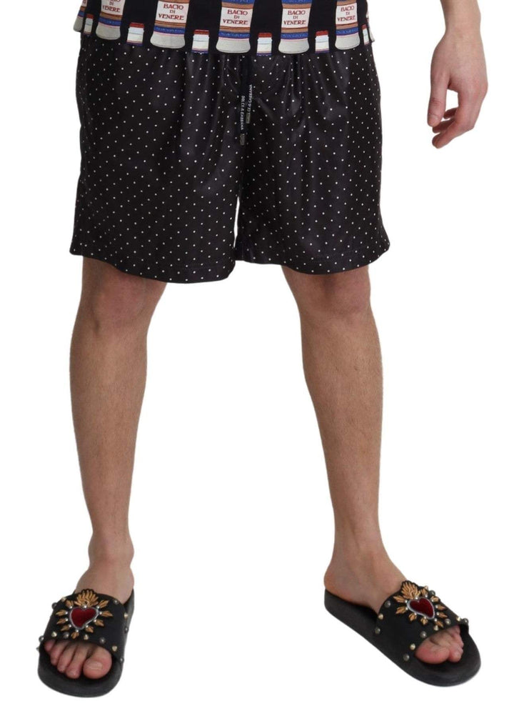 Dolce & Gabbana Black Polka Dot Print Beachwear Swimwear #men, Black, Dolce & Gabbana, feed-agegroup-adult, feed-color-Black, feed-gender-male, IT4 | S, Men - New Arrivals, Swimwear - Men - Clothing at SEYMAYKA