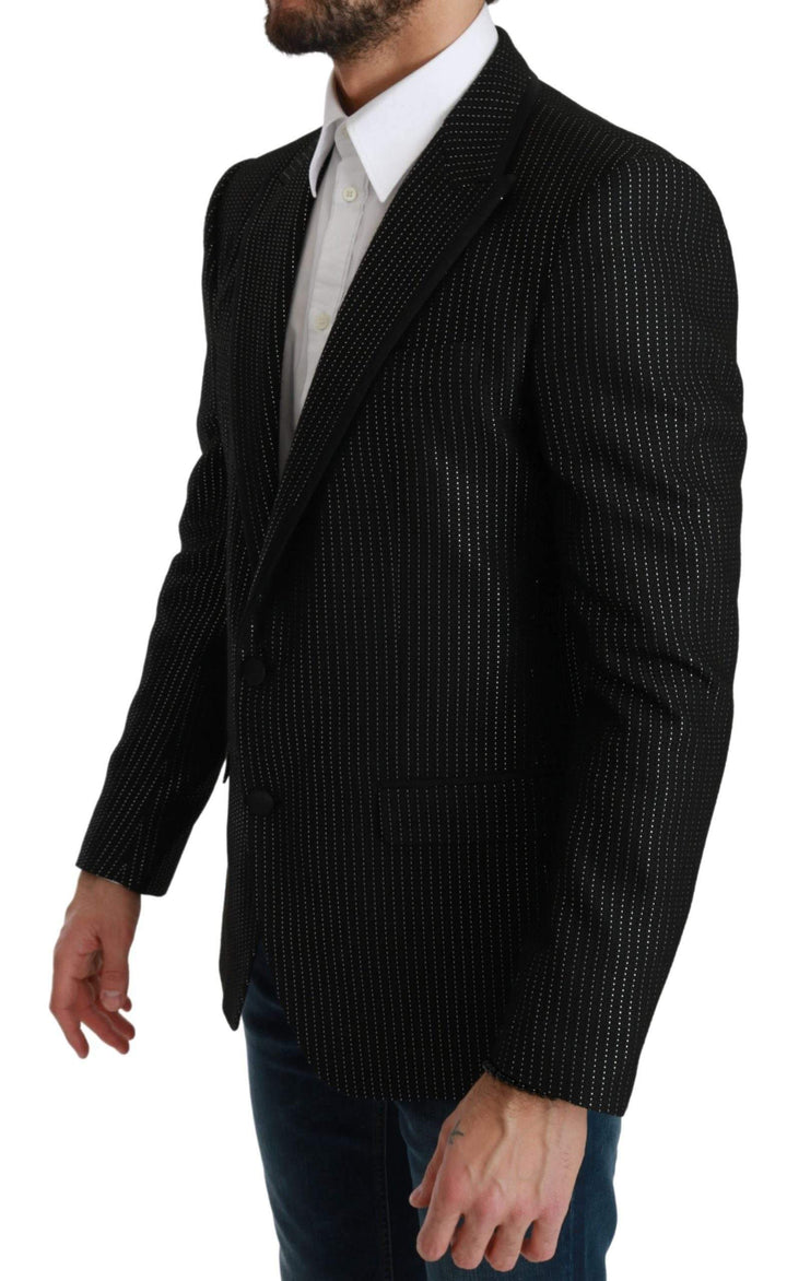 Dolce & Gabbana  Black Striped Single Breasted MARTINI Blazer #men, Black, Blazers - Men - Clothing, Brand_Dolce & Gabbana, Catch, Dolce & Gabbana, feed-agegroup-adult, feed-color-black, feed-gender-male, feed-size-IT48 | M, Gender_Men, IT48 | M, Kogan, Men - New Arrivals at SEYMAYKA