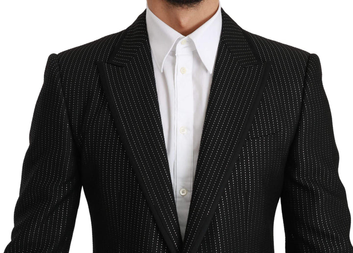 Dolce & Gabbana  Black Striped Single Breasted MARTINI Blazer #men, Black, Blazers - Men - Clothing, Brand_Dolce & Gabbana, Catch, Dolce & Gabbana, feed-agegroup-adult, feed-color-black, feed-gender-male, feed-size-IT48 | M, Gender_Men, IT48 | M, Kogan, Men - New Arrivals at SEYMAYKA