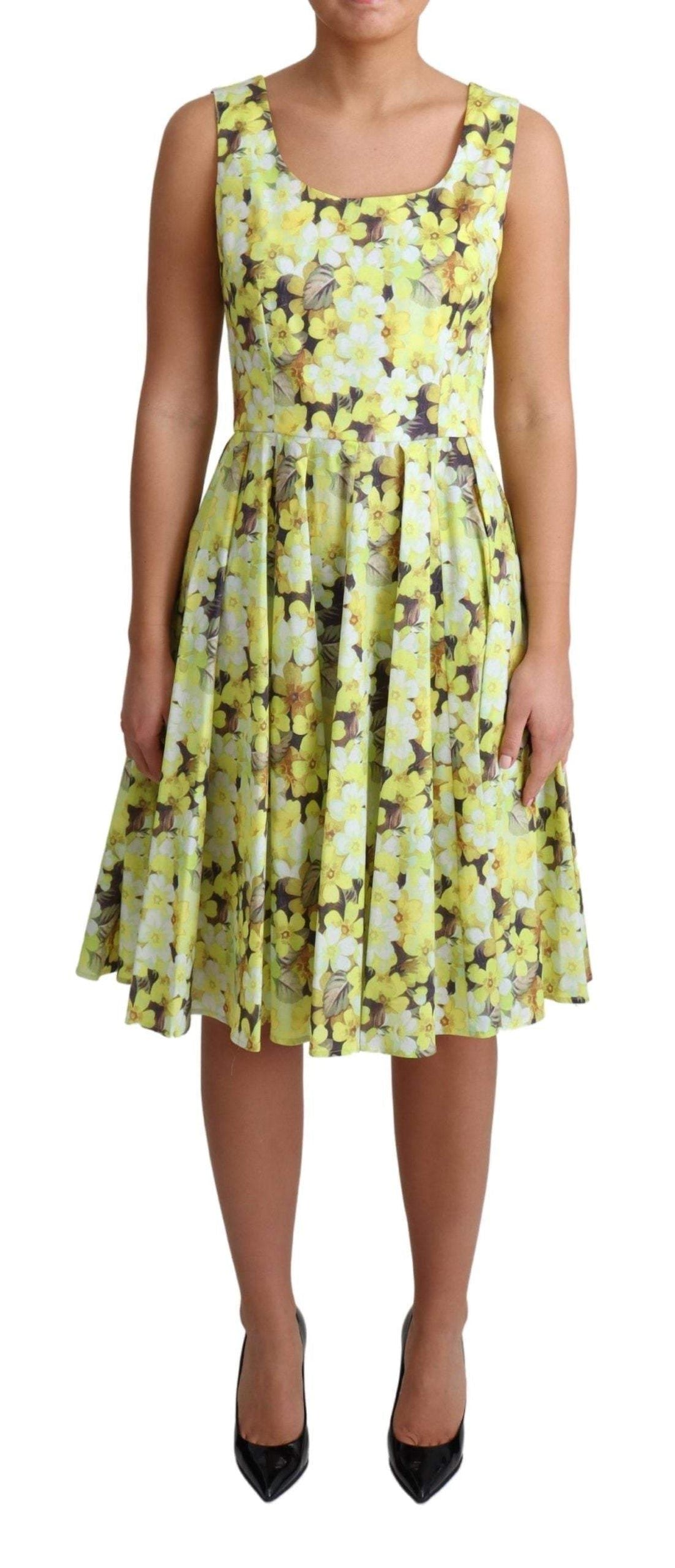 Dolce & Gabbana Yellow Floral Cotton Stretch Gown Dress #women, Dolce & Gabbana, Dresses - Women - Clothing, feed-agegroup-adult, feed-color-Yellow, feed-gender-female, IT38|XS, IT40|S, IT42|M, IT44|L, IT46|XL, Women - New Arrivals, Yellow at SEYMAYKA