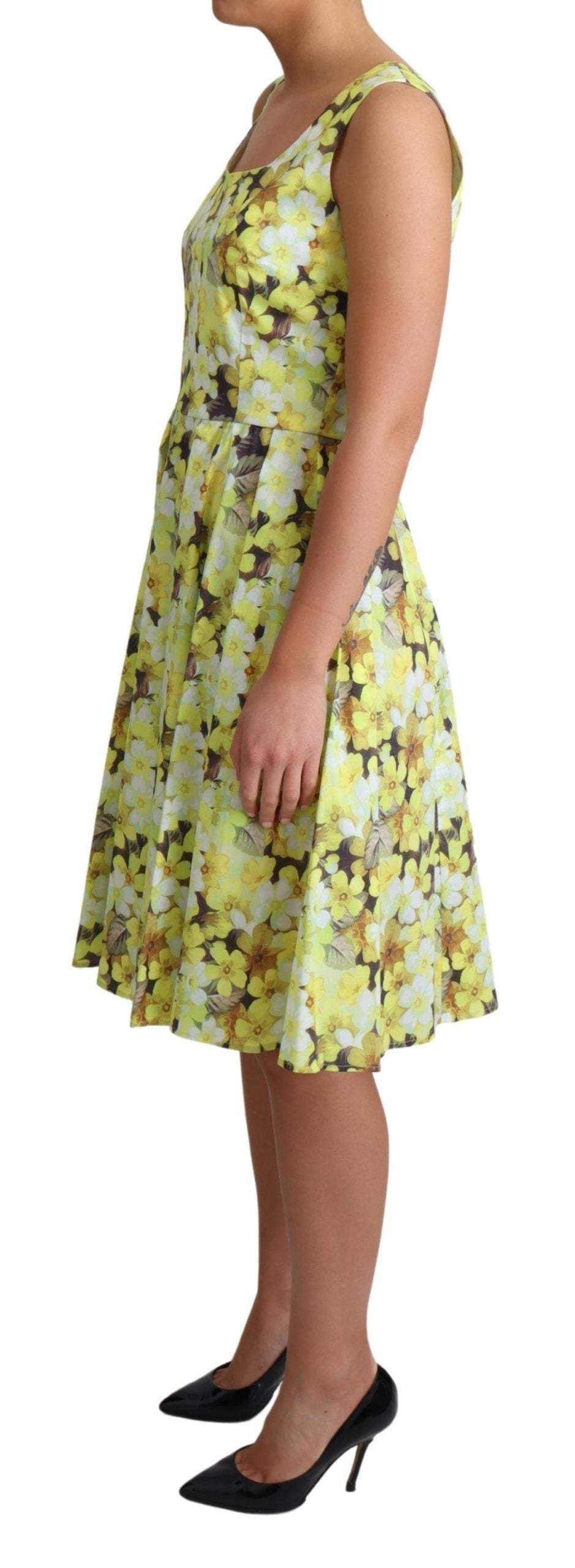 Dolce & Gabbana Yellow Floral Cotton Stretch Gown Dress #women, Dolce & Gabbana, Dresses - Women - Clothing, feed-agegroup-adult, feed-color-Yellow, feed-gender-female, IT38|XS, IT40|S, IT42|M, IT44|L, IT46|XL, Women - New Arrivals, Yellow at SEYMAYKA