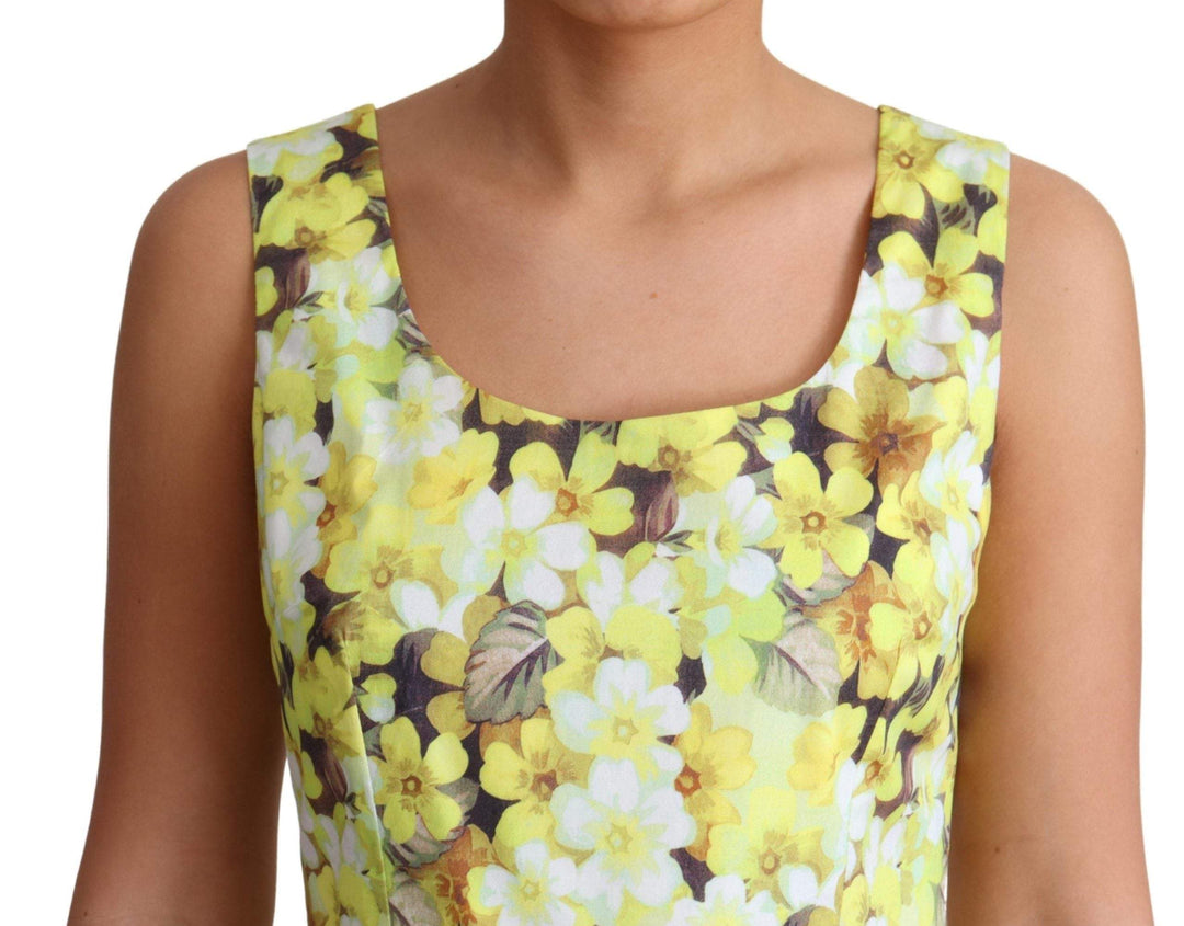 Dolce & Gabbana Yellow Floral Cotton Stretch Gown Dress #women, Dolce & Gabbana, Dresses - Women - Clothing, feed-agegroup-adult, feed-color-Yellow, feed-gender-female, IT38|XS, IT40|S, IT42|M, IT44|L, IT46|XL, Women - New Arrivals, Yellow at SEYMAYKA