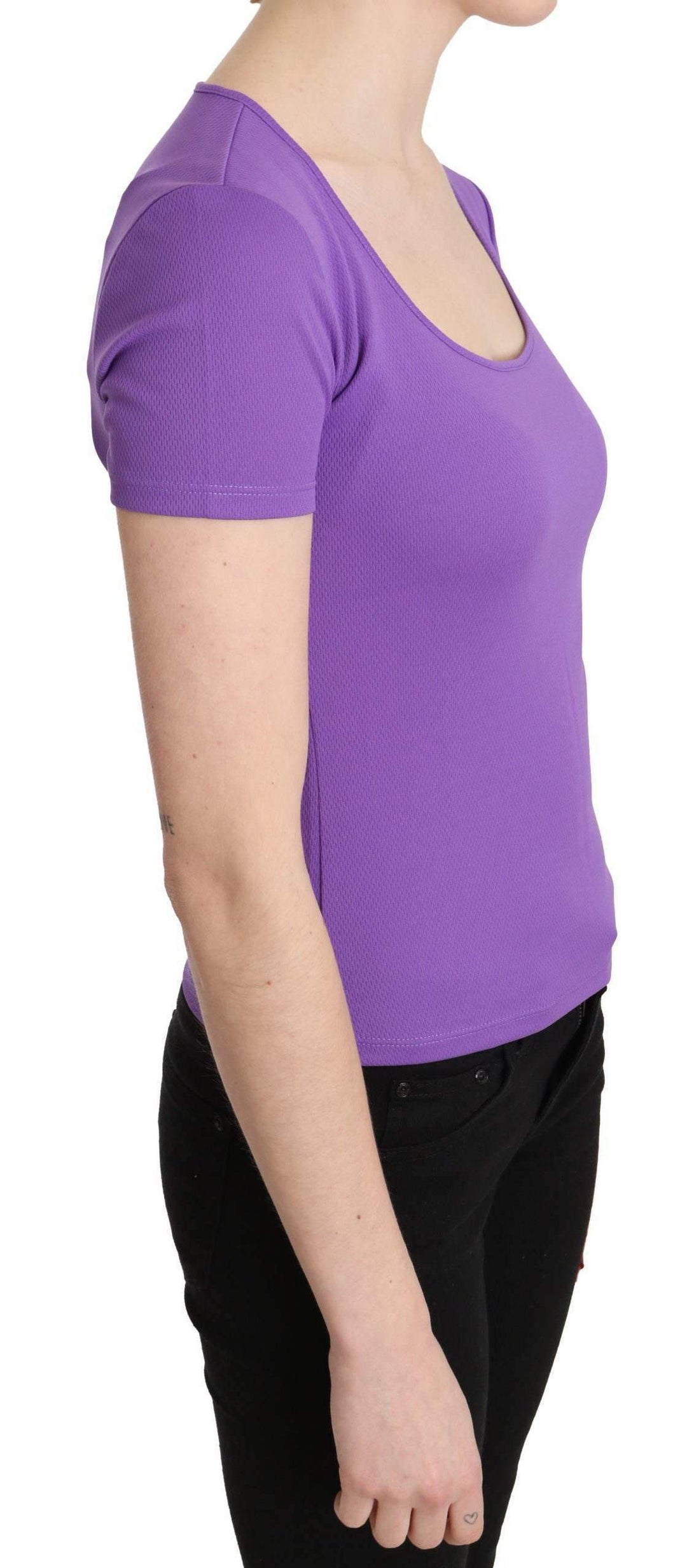 GF Ferre Purple  Polyester Short Sleeve Top  Blouse #women, Catch, feed-agegroup-adult, feed-color-purple, feed-gender-female, feed-size-IT40|S, Gender_Women, GF Ferre, IT40|S, Kogan, Purple, Tops & T-Shirts - Women - Clothing, Women - New Arrivals at SEYMAYKA