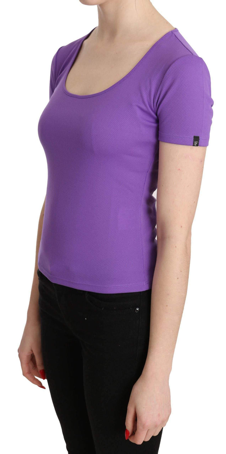 GF Ferre Purple  Polyester Short Sleeve Top  Blouse #women, Catch, feed-agegroup-adult, feed-color-purple, feed-gender-female, feed-size-IT40|S, Gender_Women, GF Ferre, IT40|S, Kogan, Purple, Tops & T-Shirts - Women - Clothing, Women - New Arrivals at SEYMAYKA