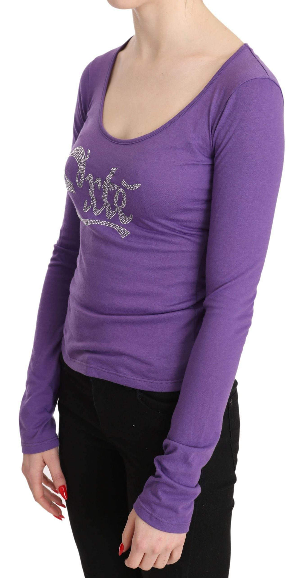 Exte Purple  Crystal Embellished Long Sleeve Top Blouse #women, Catch, Exte, feed-agegroup-adult, feed-color-purple, feed-gender-female, feed-size-IT40|S, Gender_Women, IT40|S, Kogan, Purple, Tops & T-Shirts - Women - Clothing, Women - New Arrivals at SEYMAYKA