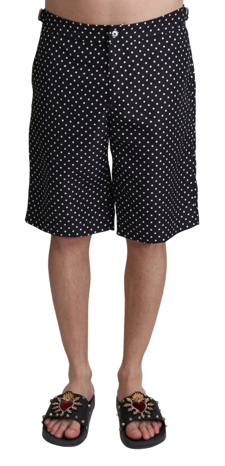 Dolce & Gabbana Black Polka Dots Beachwear Shorts Swimwear #men, Black, Dolce & Gabbana, feed-agegroup-adult, feed-color-Black, feed-gender-male, IT4 | S, Men - New Arrivals, Swimwear - Men - Clothing at SEYMAYKA