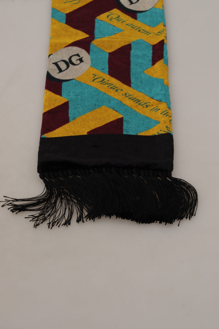 Dolce & Gabbana Multicolor DG Logo Print Shawl Wrap Fringe Scarf