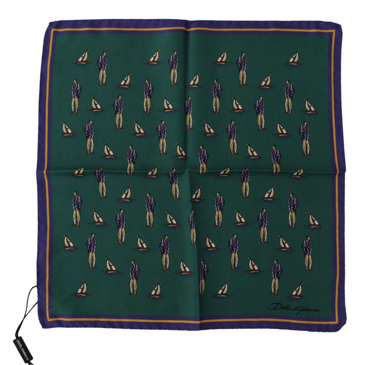 Dolce & Gabbana Green Printed DG Logo s Square Handkerchief Scarf