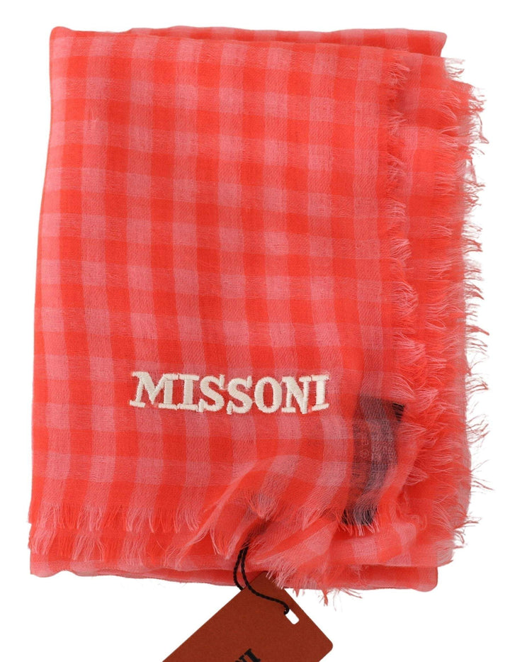 Missoni Orange Check Cashmere Unisex Wrap Fringes Scarf #men, feed-agegroup-adult, feed-color-Orange, feed-gender-male, Missoni, Orange, Scarves - Men - Accessories at SEYMAYKA