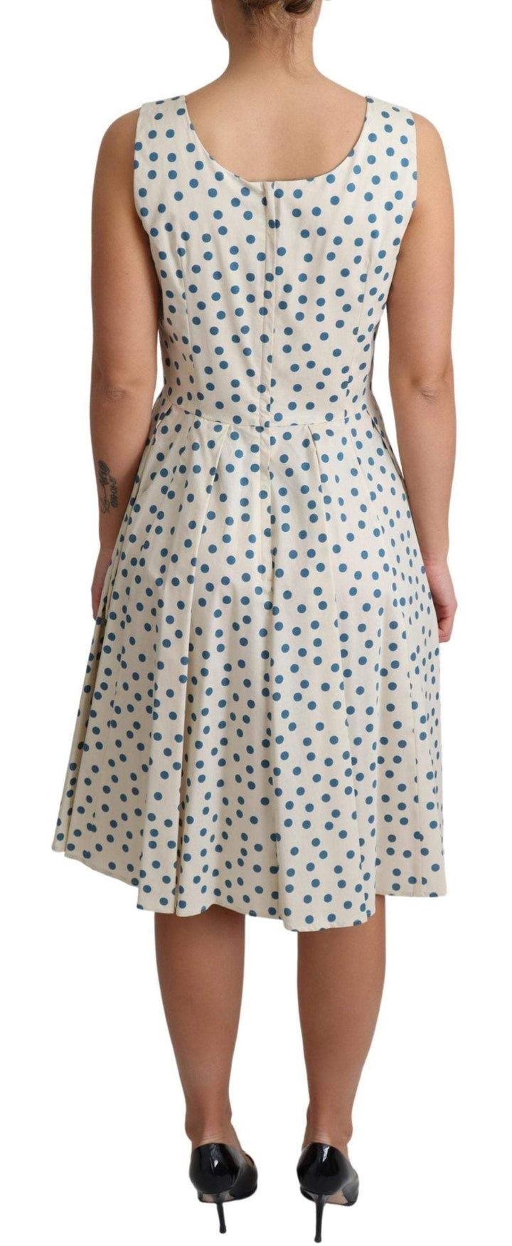 Dolce & Gabbana Beige Dotted Cotton A-Line Gown Dress #women, Beige, Dolce & Gabbana, Dresses - Women - Clothing, feed-agegroup-adult, feed-color-Beige, feed-gender-female, IT40|S, IT42|M, IT44|L, Women - New Arrivals at SEYMAYKA