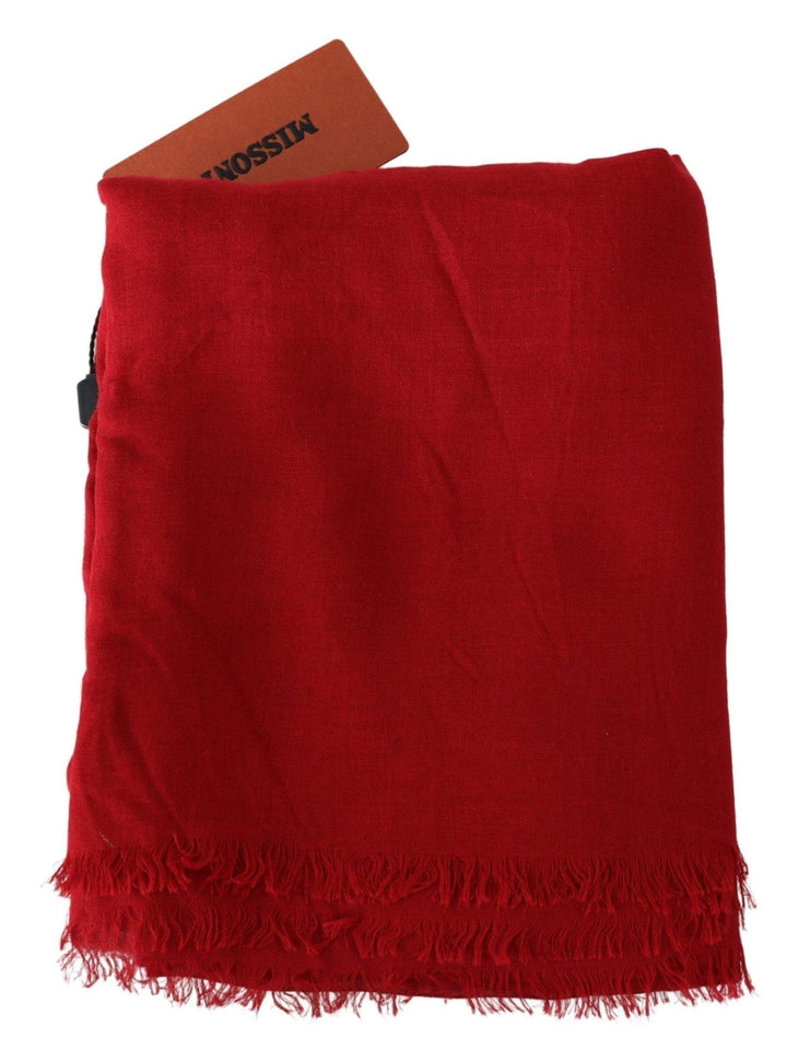 Missoni Red Cashmere Unisex Neck Wrap Fringes Scarf #men, feed-agegroup-adult, feed-color-Red, feed-gender-male, Missoni, Red, Scarves - Men - Accessories at SEYMAYKA