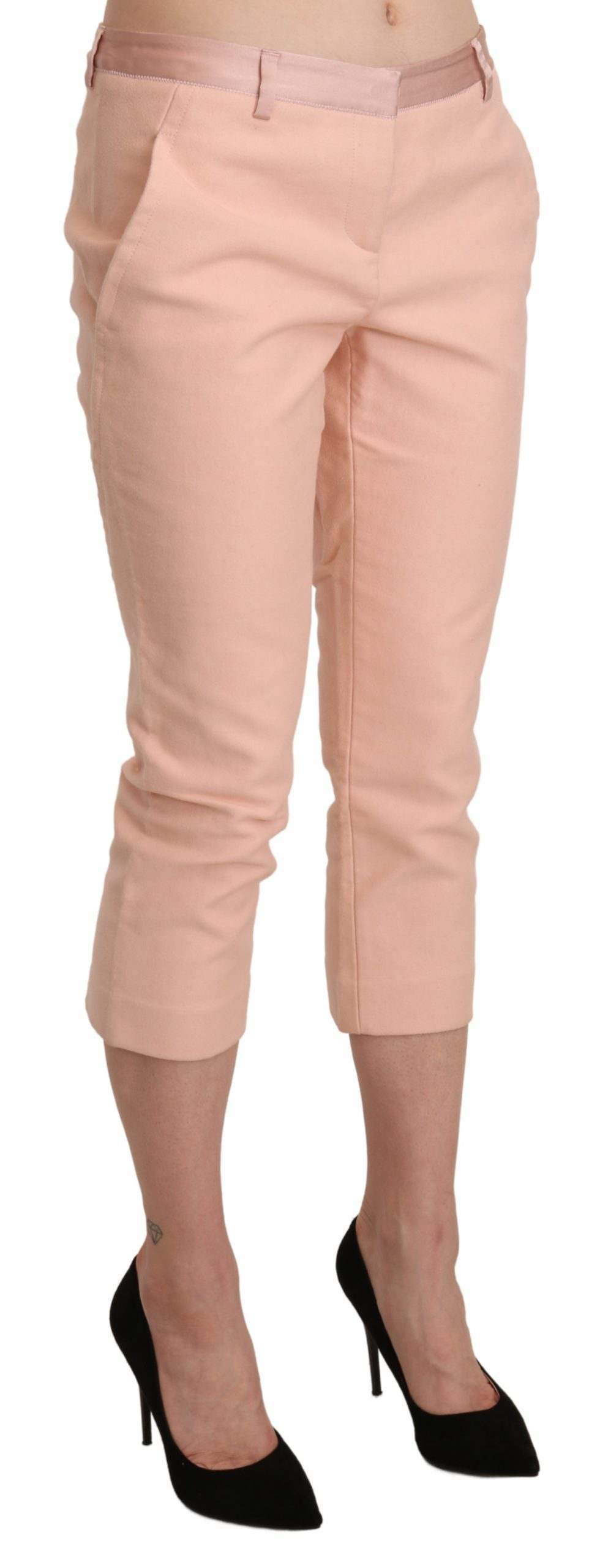 Ermanno Scervino Pink Low Waist Skinny Cropped Capri Pants #women, Ermanno Scervino, feed-agegroup-adult, feed-color-pink, feed-gender-female, feed-size-IT42|M, feed-size-IT44|L, Gender_Women, IT42|M, IT44|L, Jeans & Pants - Women - Clothing, Pink, Women - New Arrivals at SEYMAYKA