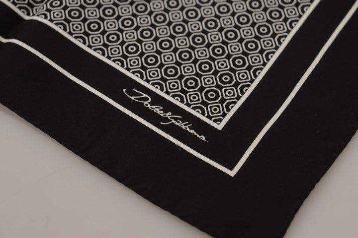 Dolce & Gabbana Black Geometric Patterned Square Handkerchief Scarf